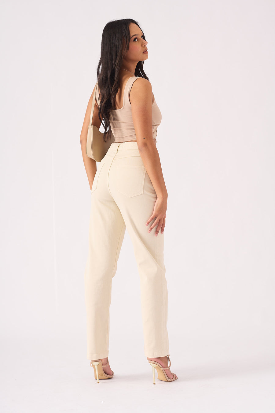 Jorah High Waisted Relaxed Straight Leg Jeans - Stone -  Women's Straight Leg Jeans