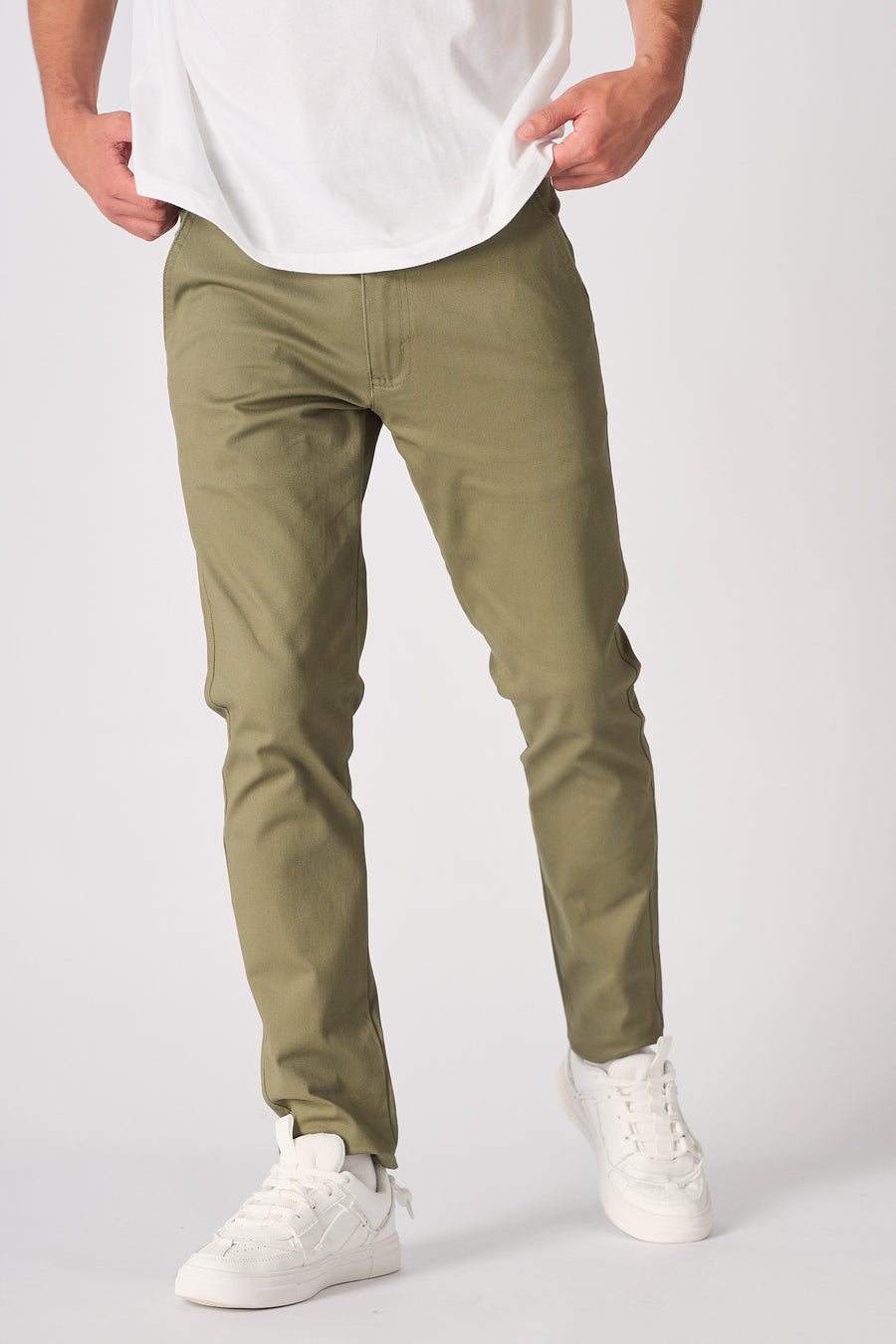 KINGSLEY Slim Fit Stretch Chino Pants - Light Green -  Men's Chino Trousers