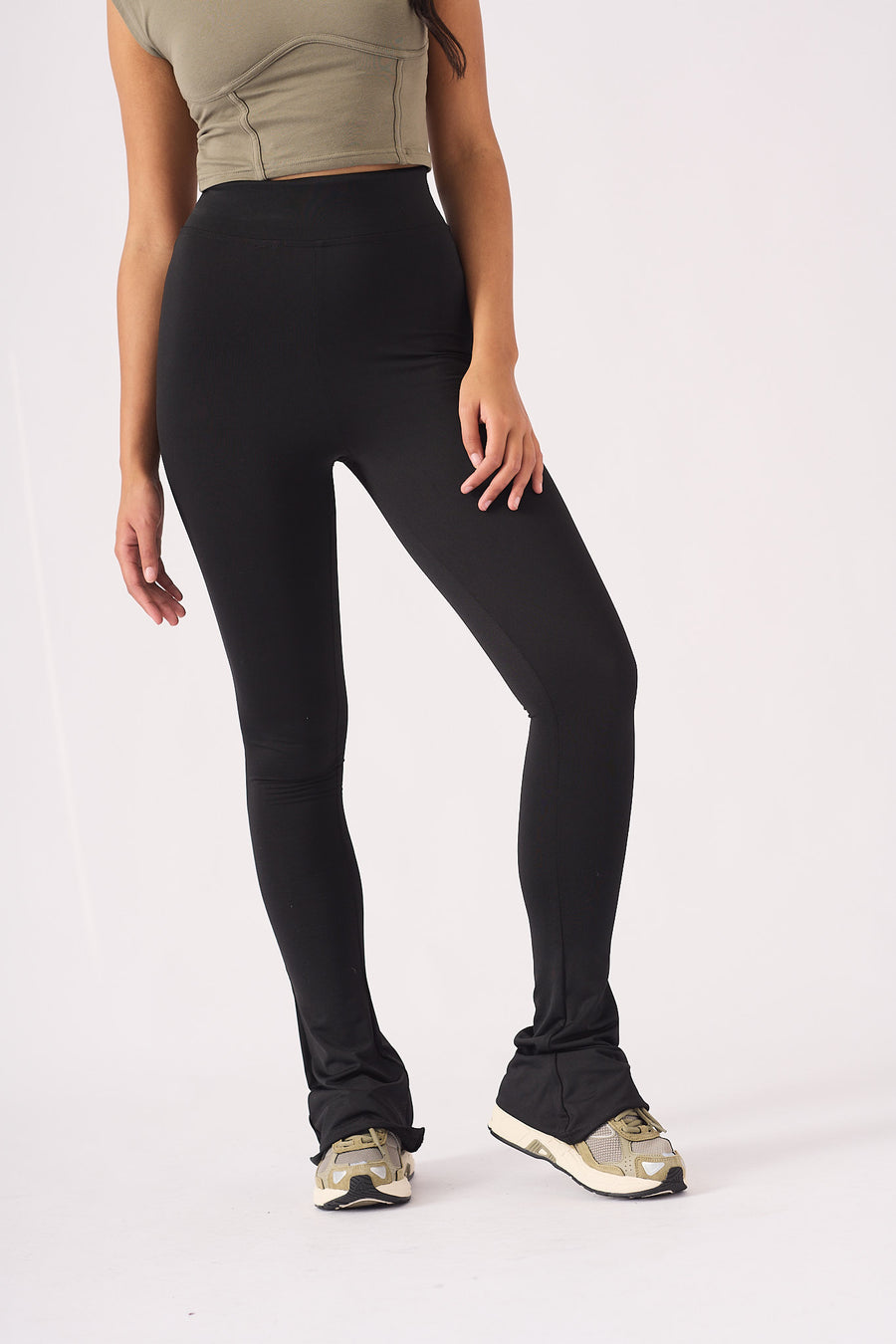 LENNON KICK FLARE LEGGINGS - BLACK -  Women's Flare Athleisure Leggings