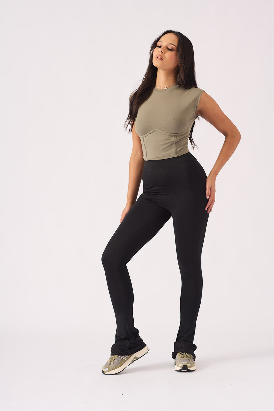 LENNON KICK FLARE LEGGINGS - BLACK -  Women's Flare Athleisure Leggings