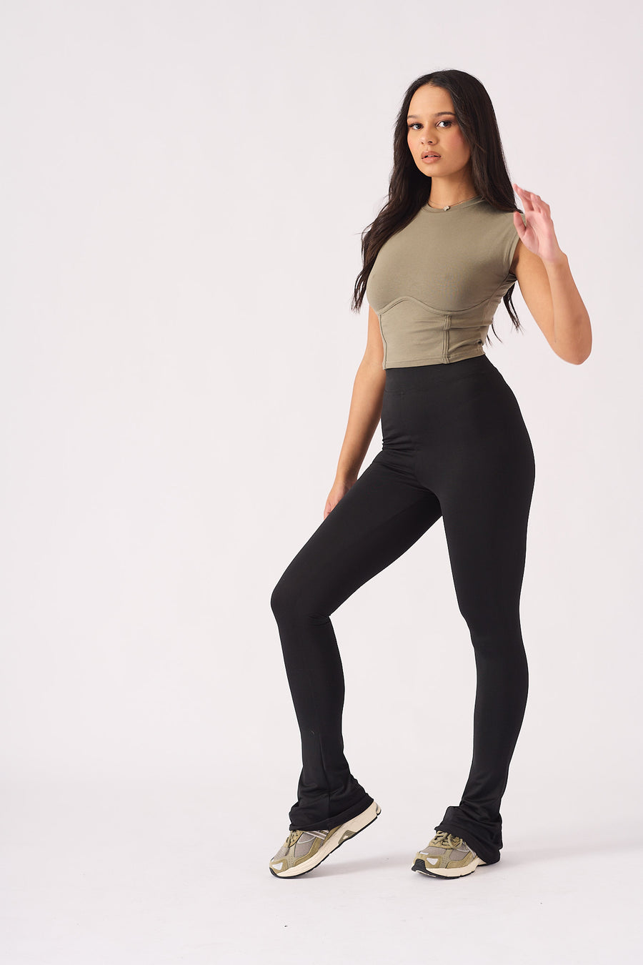 LENNON KICK FLARE LEGGINGS - BLACK -  Women's Flare Athleisure Leggings