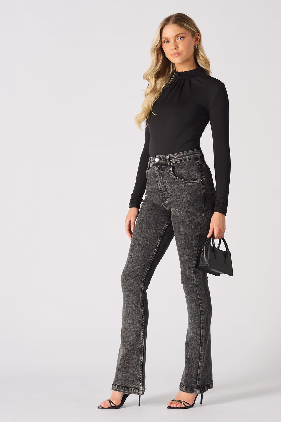 LONG SLEEVE HIGH NECK BODYSUIT  - BLACK -  Women's bodysuit