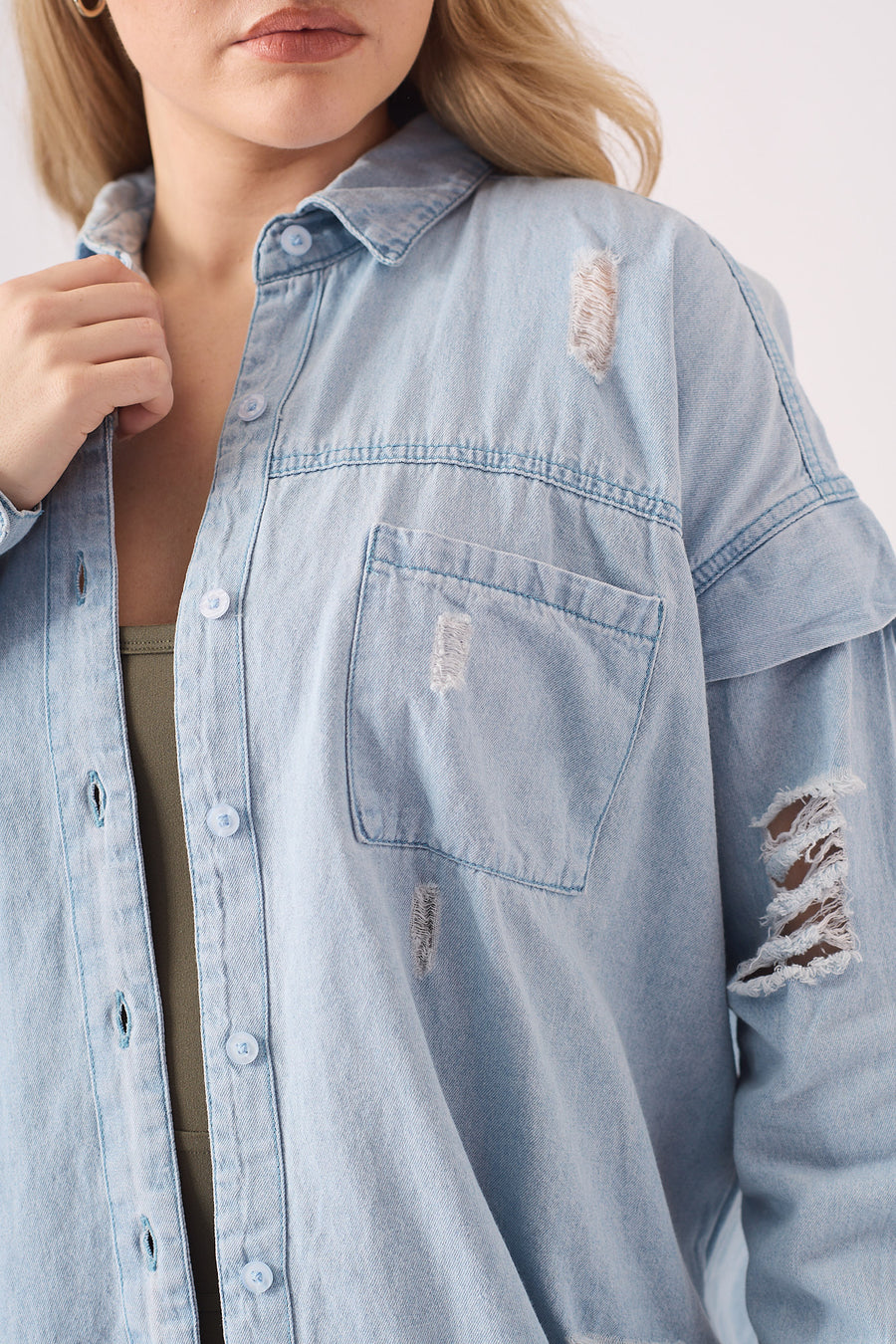 OVERSIZED DENIM SHIRT - LIGHT BLUE -  Women's Oversize Denim Shirts