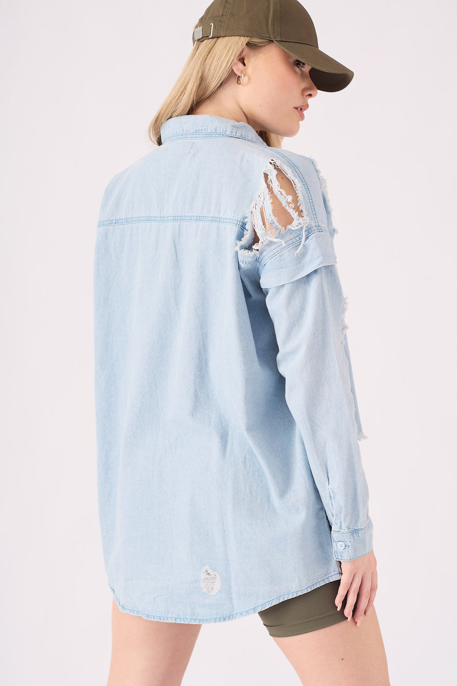 OVERSIZED DENIM SHIRT - LIGHT BLUE -  Women's Oversize Denim Shirts
