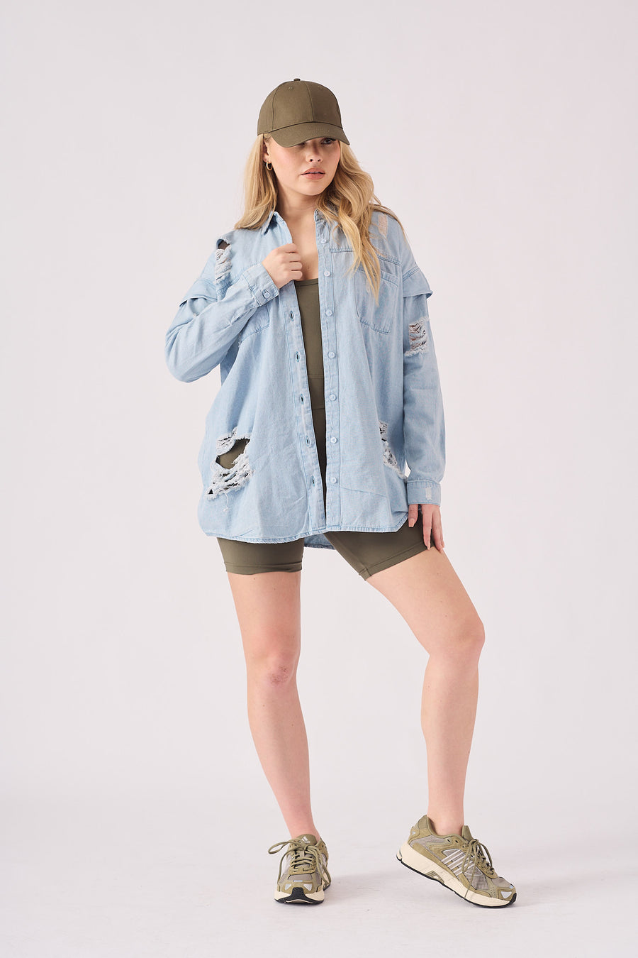 OVERSIZED DENIM SHIRT - LIGHT BLUE -  Women's Oversize Denim Shirts