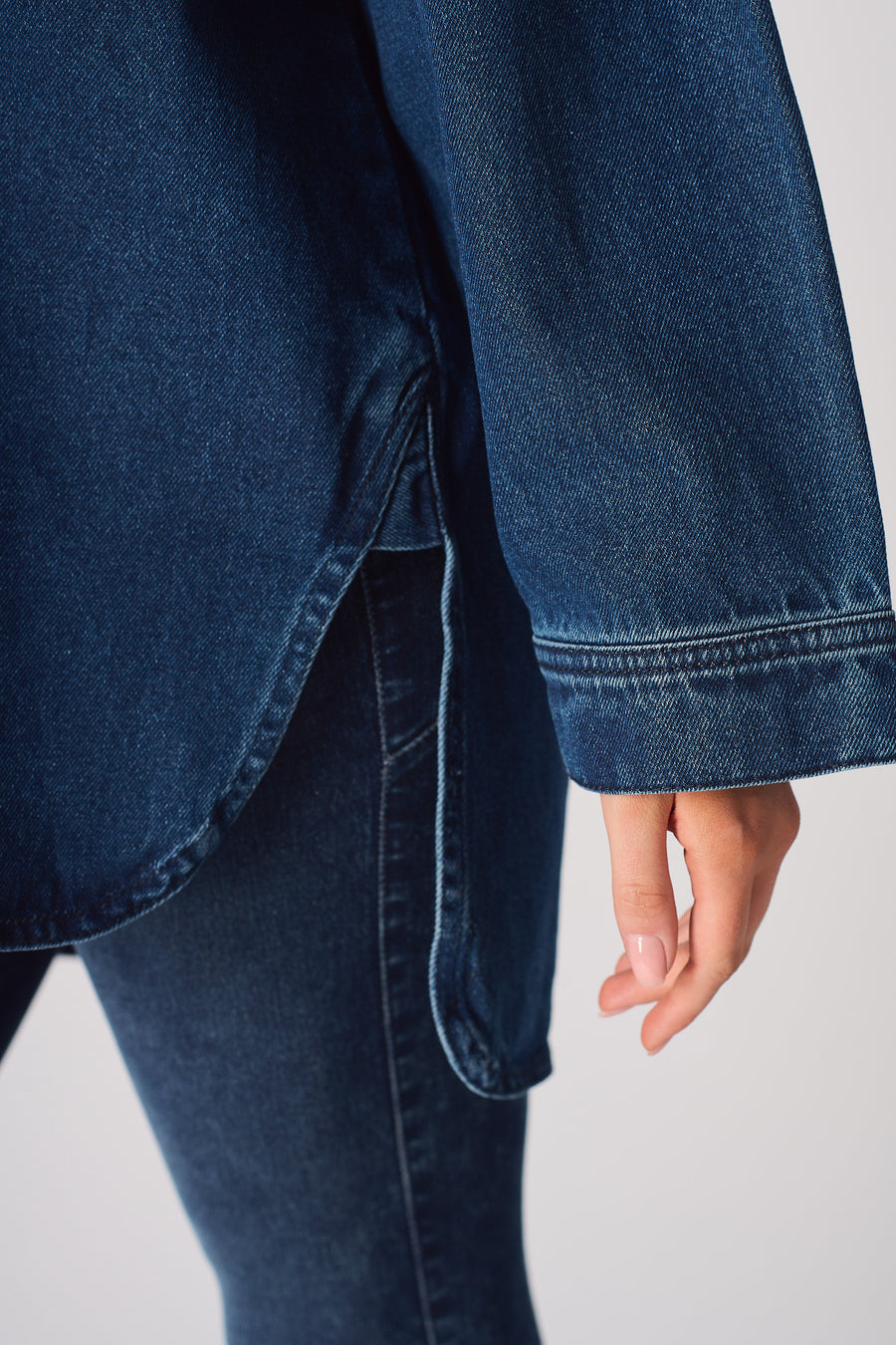 OVERSIZED LONG SLEEVE DENIM SHIRT - DARK BLUE -  Women's Oversize Denim Shirts