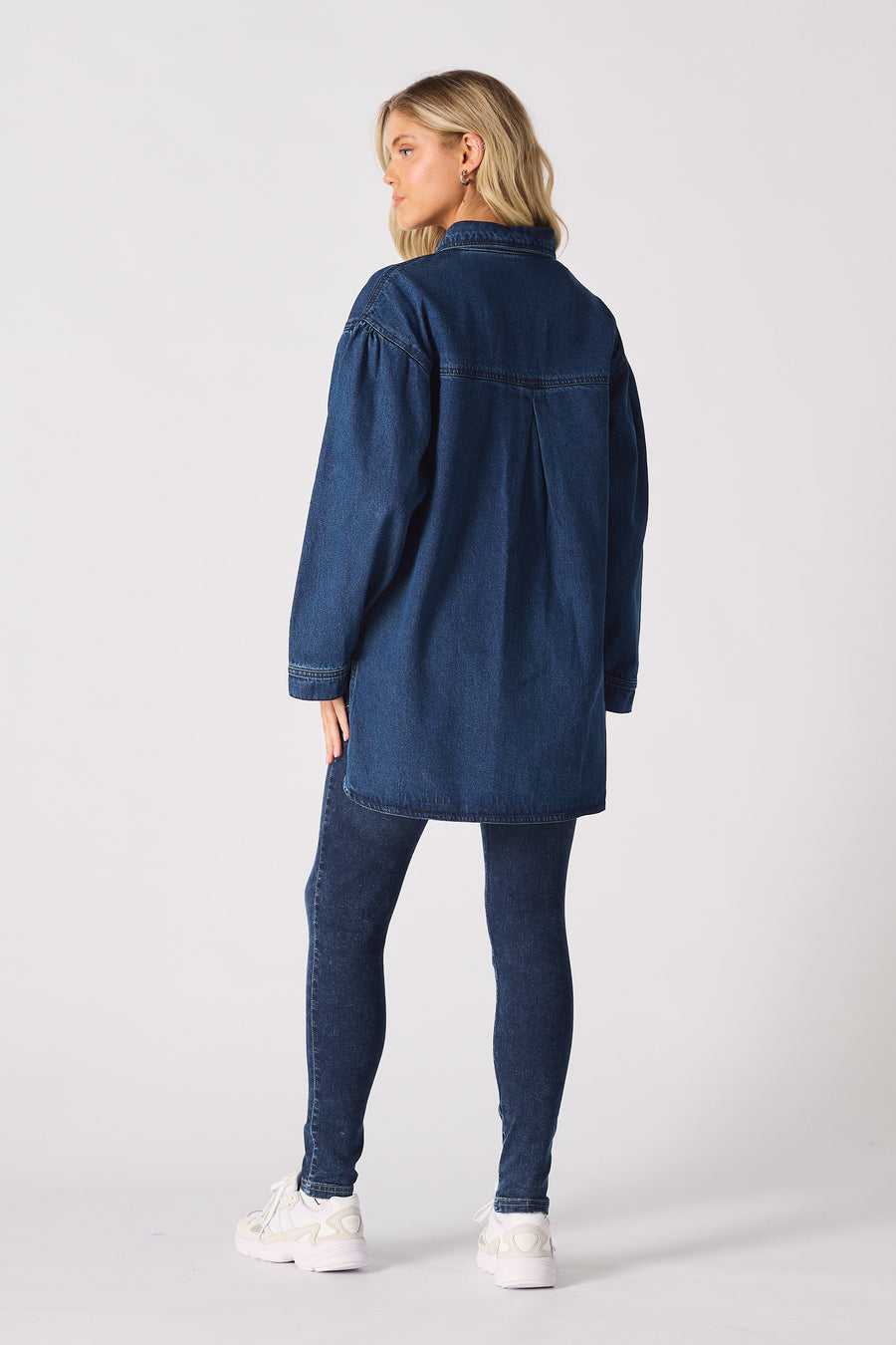 OVERSIZED LONG SLEEVE DENIM SHIRT - DARK BLUE -  Women's Oversize Denim Shirts