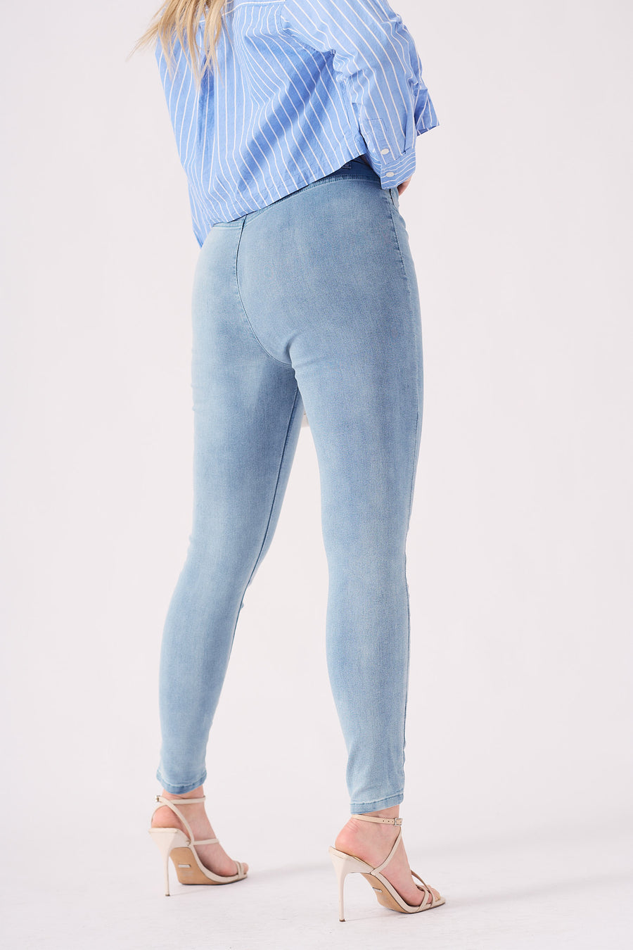 Ozi High Rise Jegging Style Skinny Jeans - Light Blue -  Women's Skinny Jean Jegging