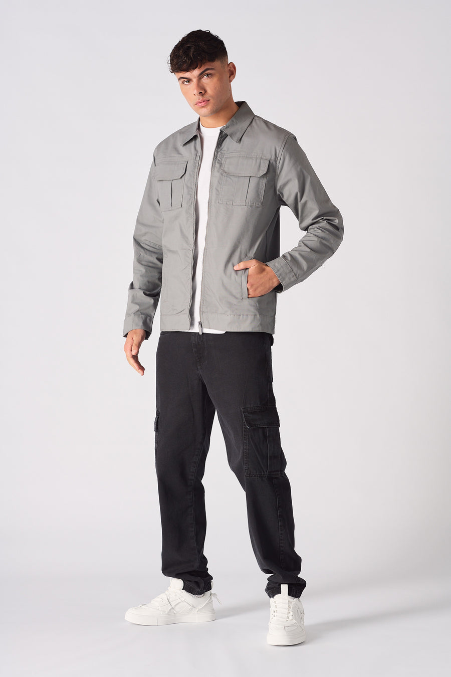 RIPSTOP CARGO JACKET - GREY -  Men's Cargo Jackets