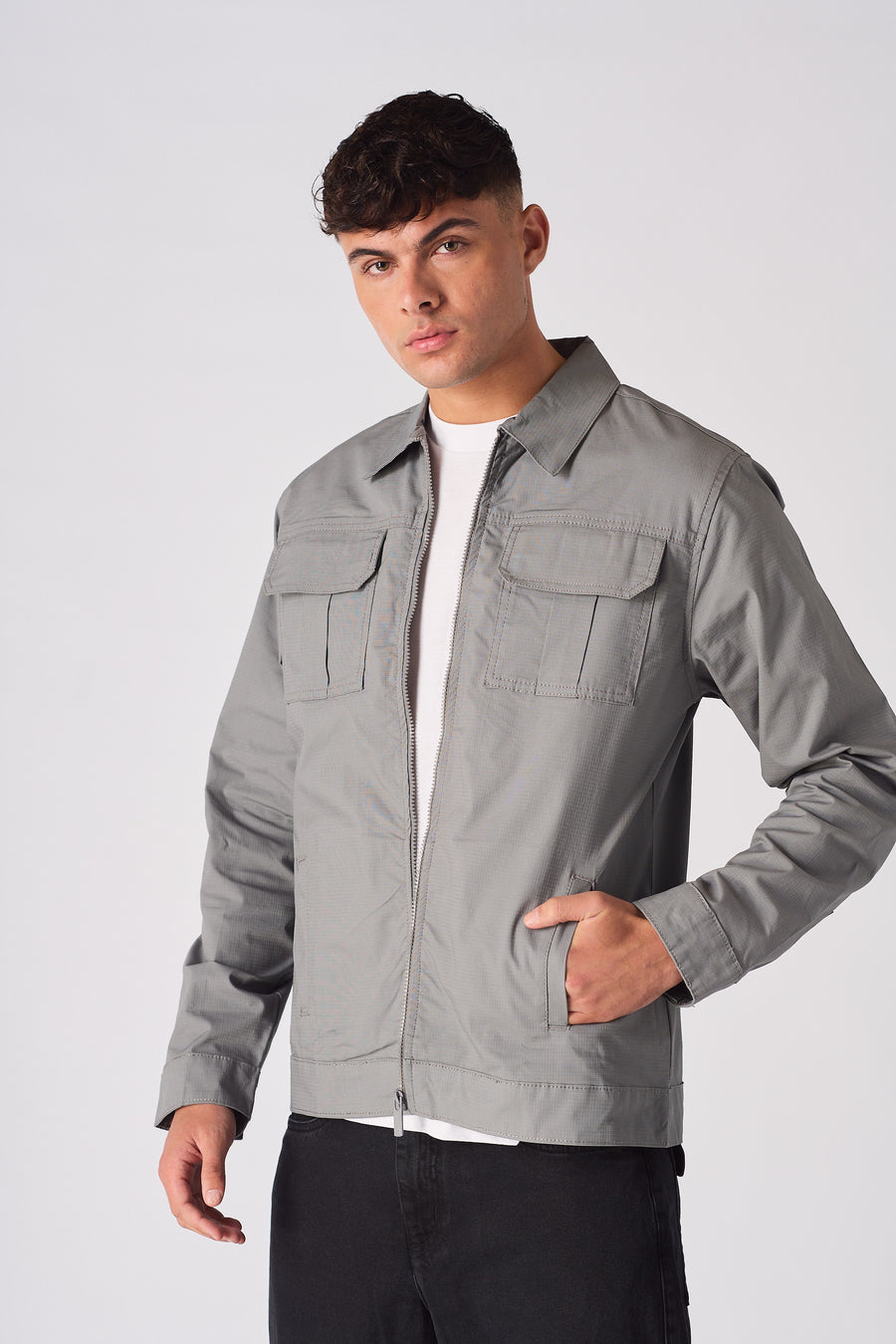 RIPSTOP CARGO JACKET - GREY -  Men's Cargo Jackets