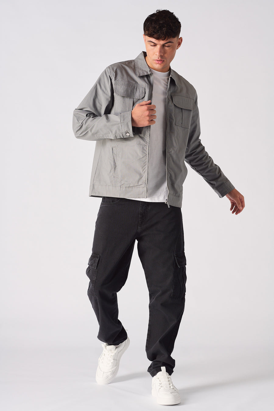 RIPSTOP CARGO JACKET - GREY -  Men's Cargo Jackets