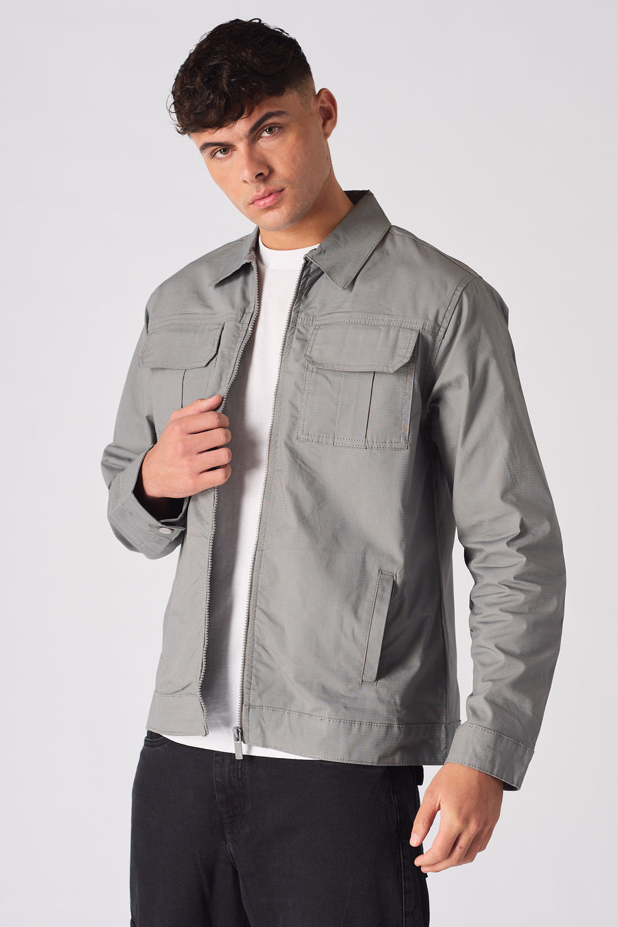 RIPSTOP CARGO JACKET - GREY -  Men's Cargo Jackets