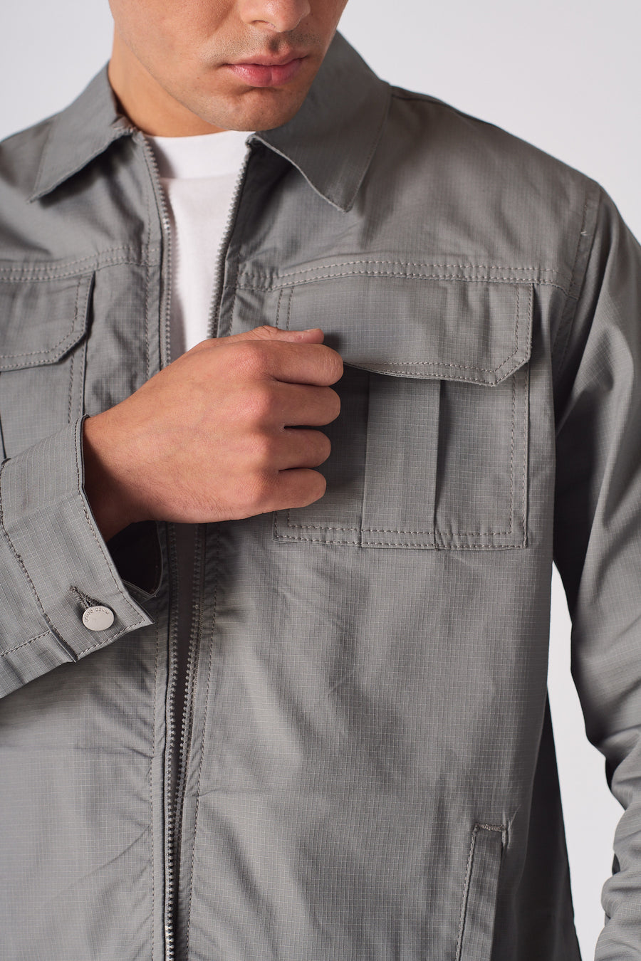 RIPSTOP CARGO JACKET - GREY -  Men's Cargo Jackets