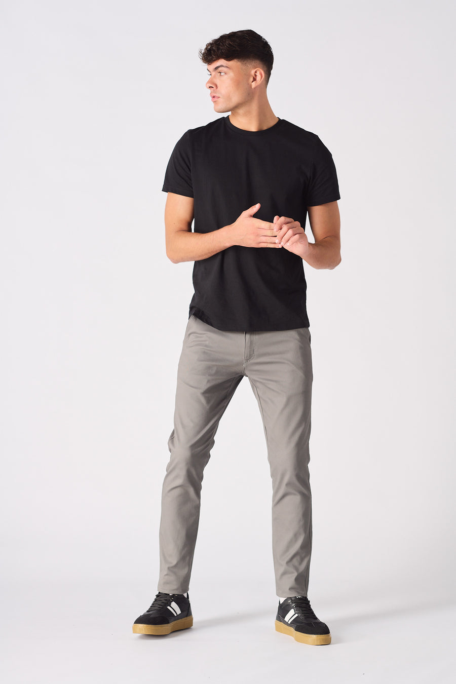 SANDRIDGE Slim Fit Stretch Chino Pants - Charcoal Grey -  Men's Chino Trousers