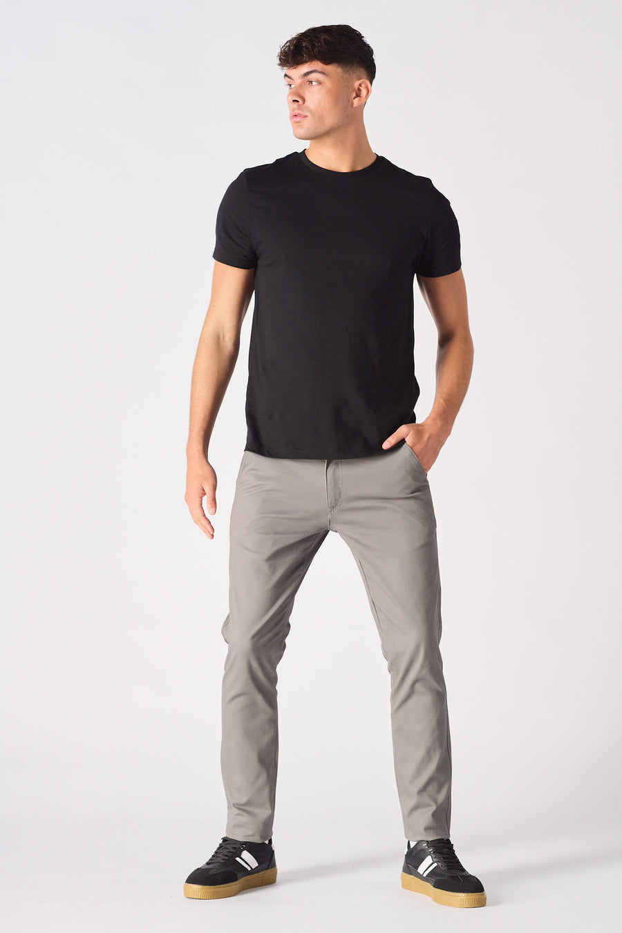 SANDRIDGE Slim Fit Stretch Chino Pants - Charcoal Grey -  Men's Chino Trousers