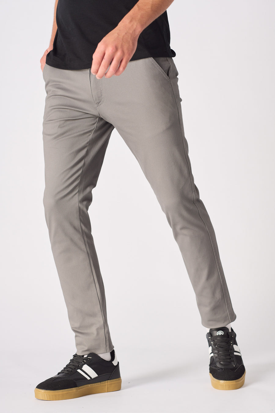 SANDRIDGE Slim Fit Stretch Chino Pants - Charcoal Grey -  Men's Chino Trousers