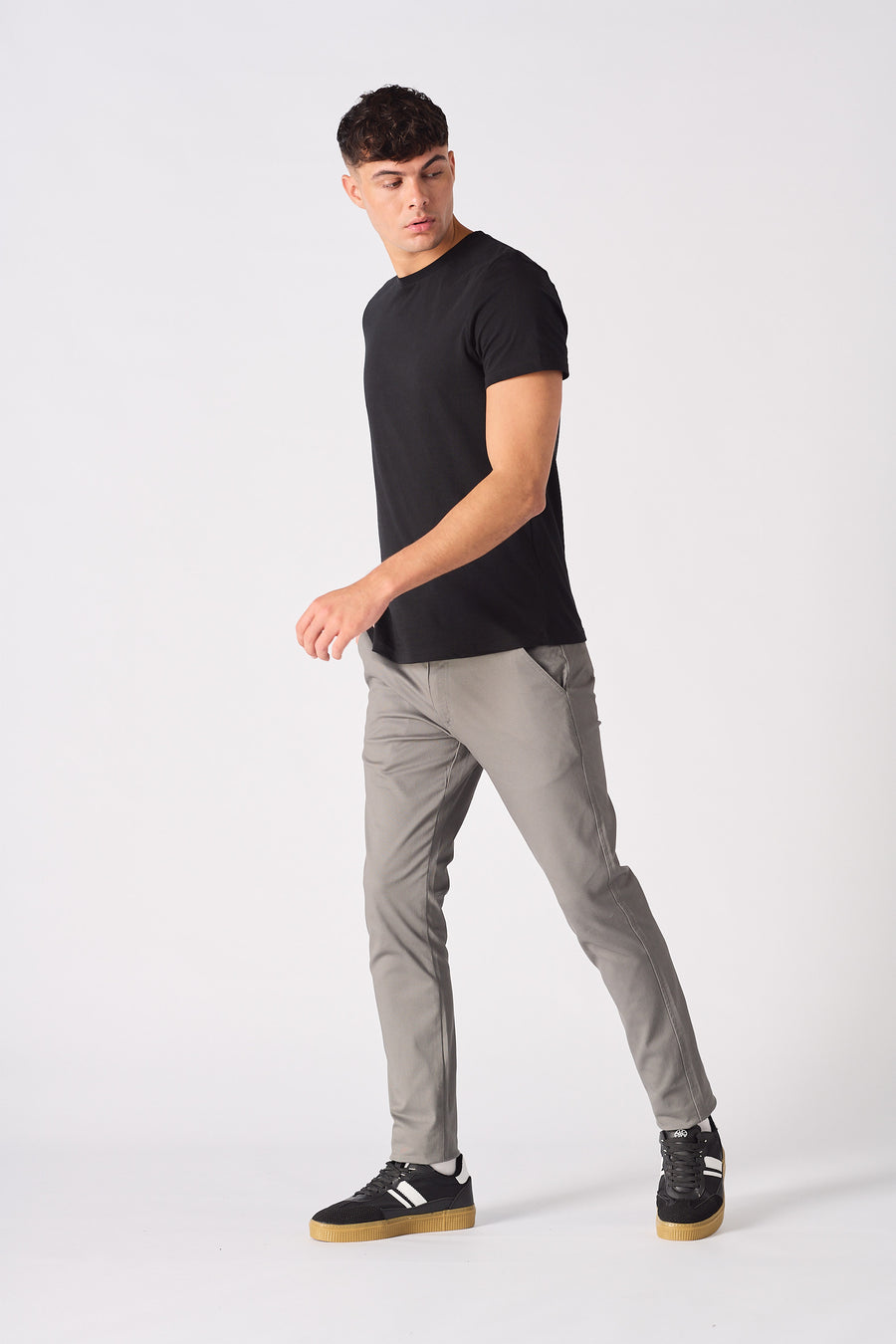 SANDRIDGE Slim Fit Stretch Chino Pants - Charcoal Grey -  Men's Chino Trousers