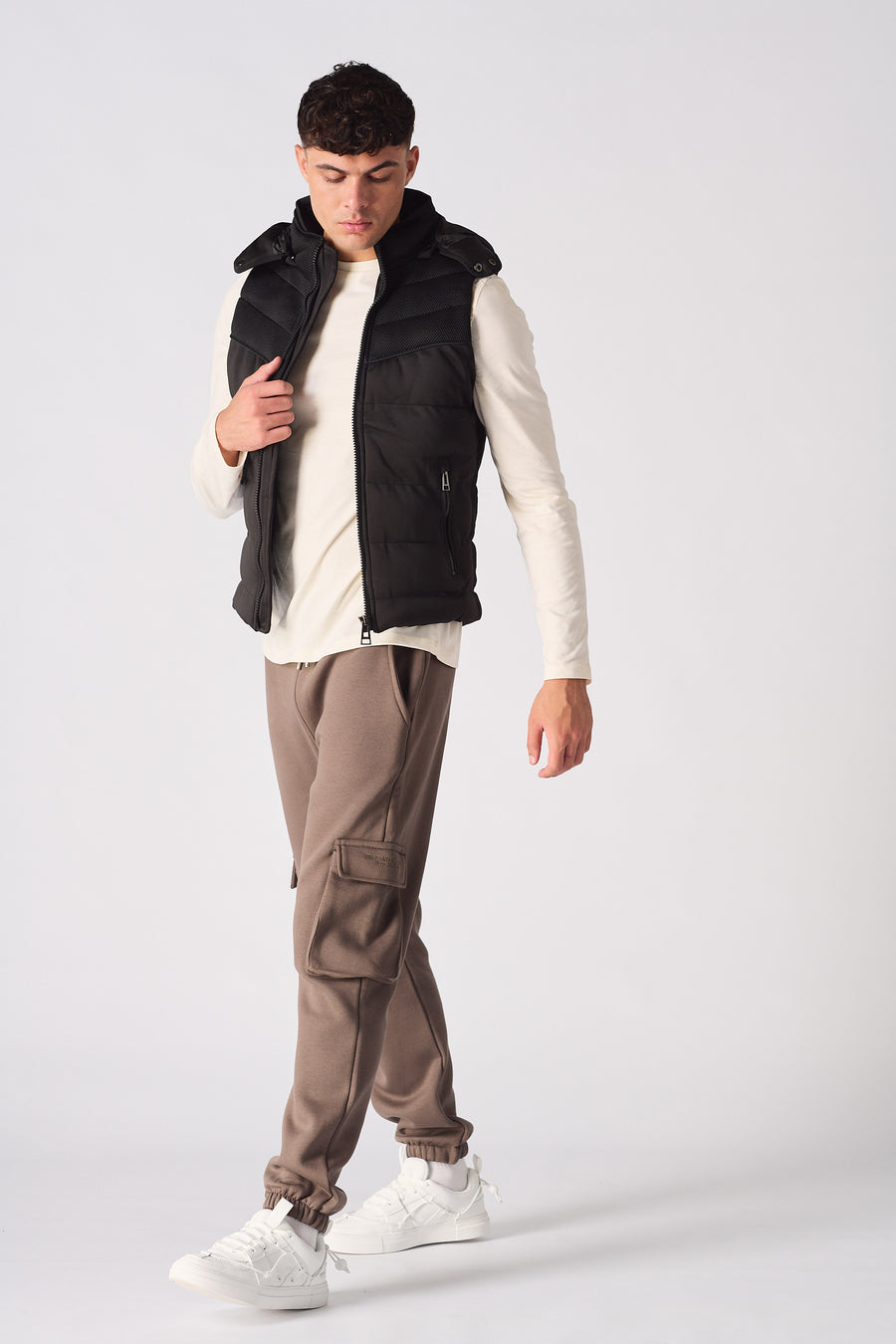 SLEEVLESS PUFFER JACKET - BLACK -  Men's Puffer Jackets