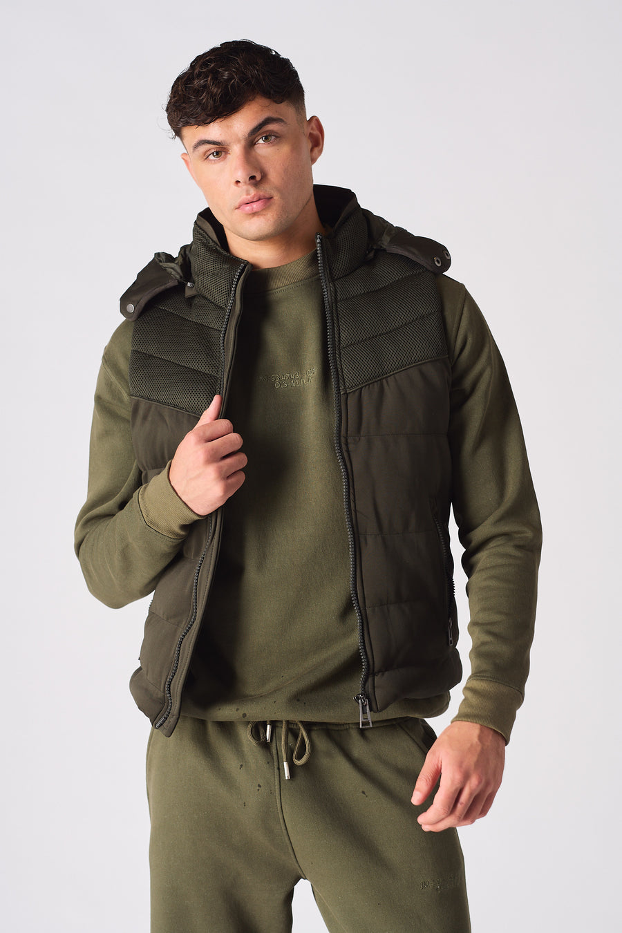 SLEEVLESS PUFFER JACKET - GREEN -  Men's Puffer Jackets