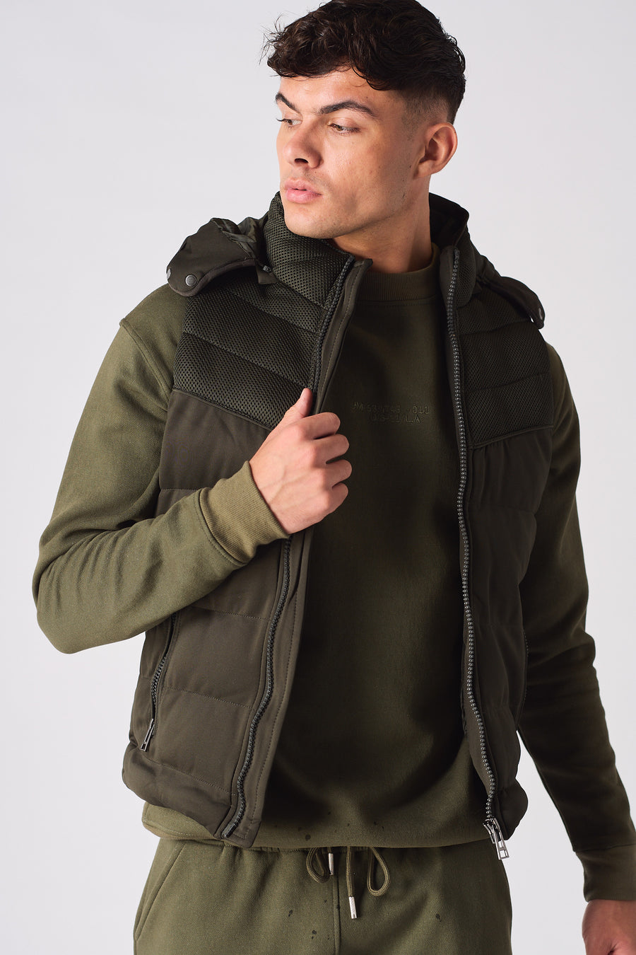 SLEEVLESS PUFFER JACKET - GREEN -  Men's Puffer Jackets
