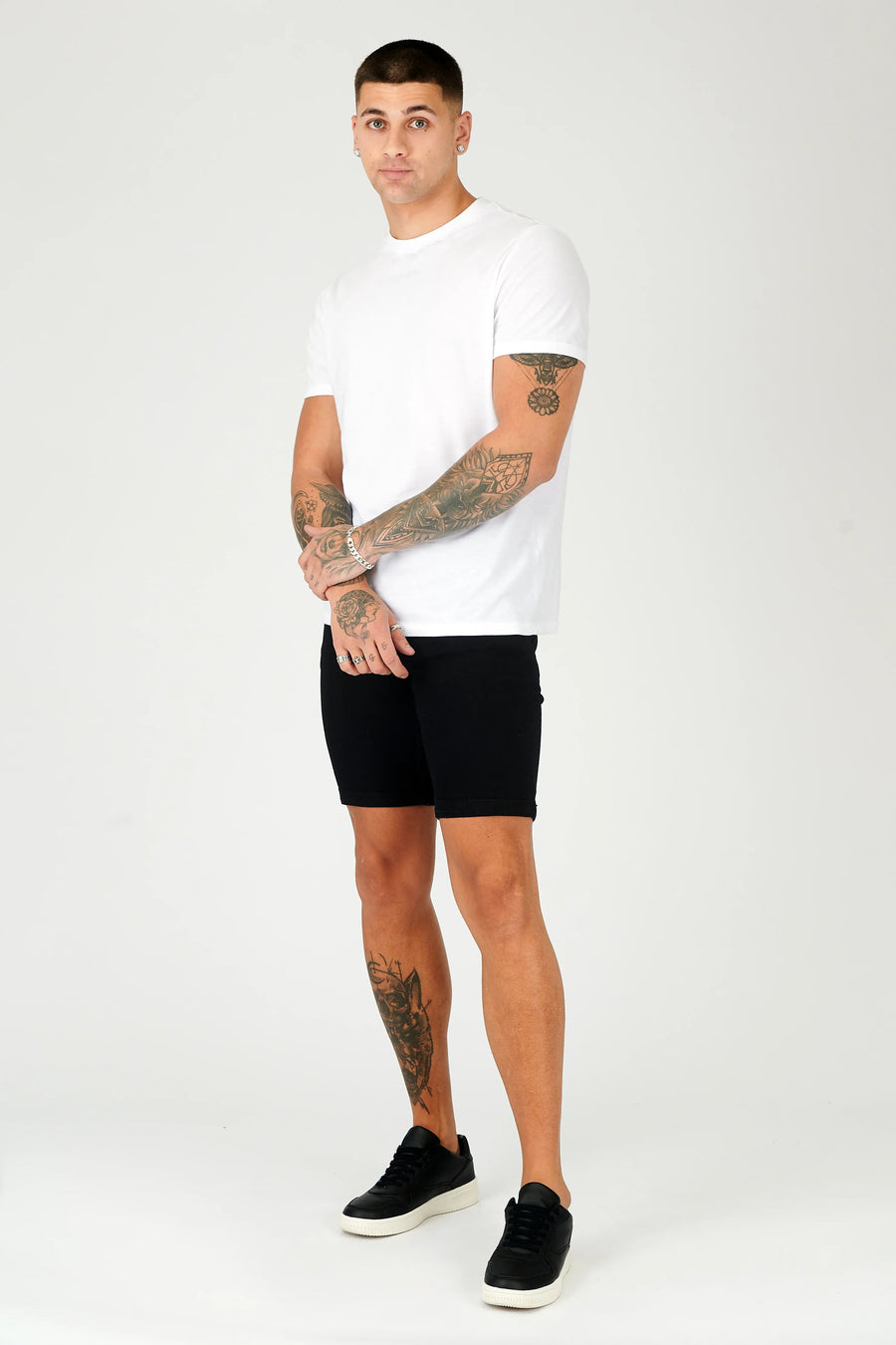 SLIM FIT DENIM SHORTS - BLACK -  Men's Denim Shorts