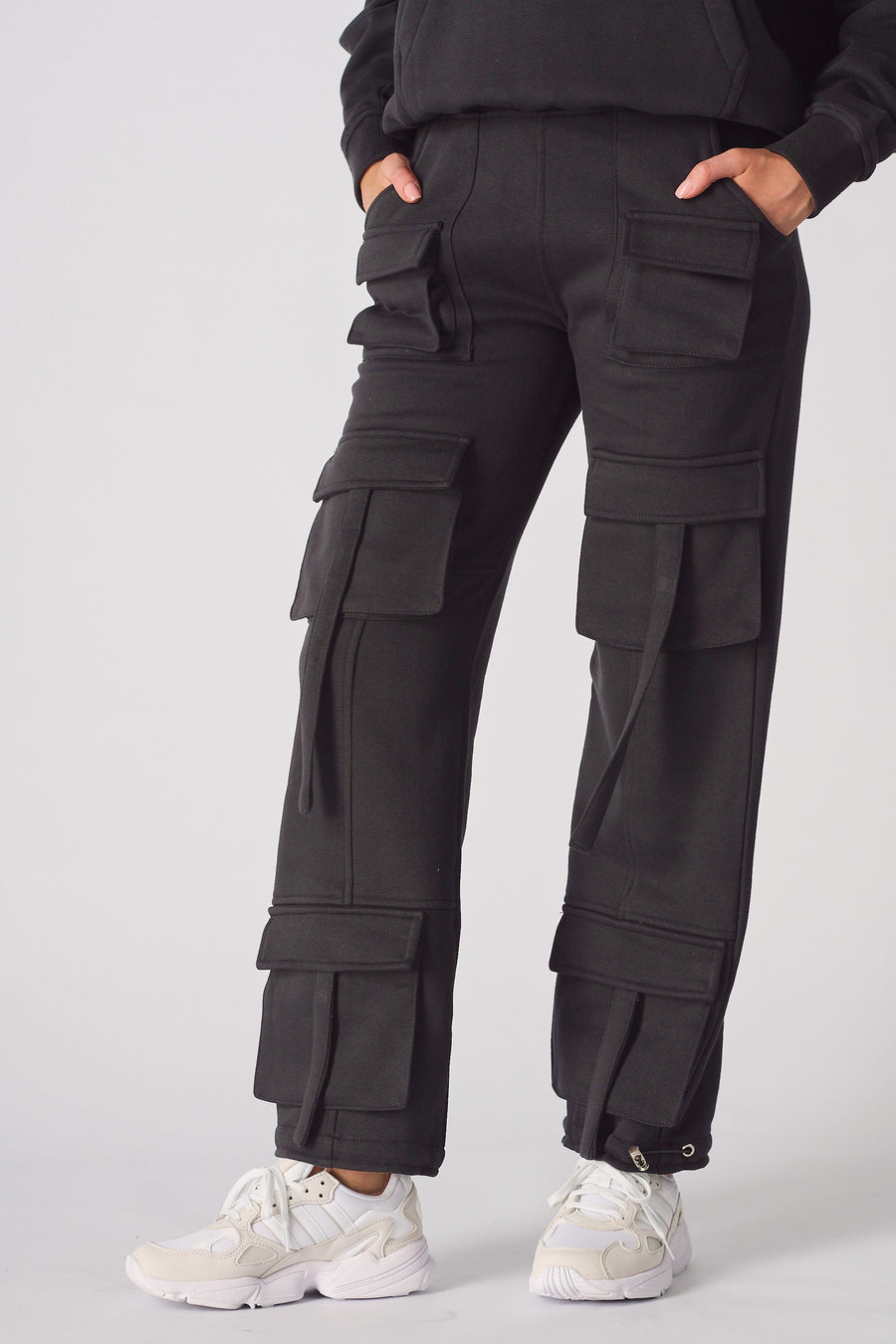 STRAIGHT LEG CARGO JOGGERS - BLACK -  Women's Straight Leg Cargo Joggers