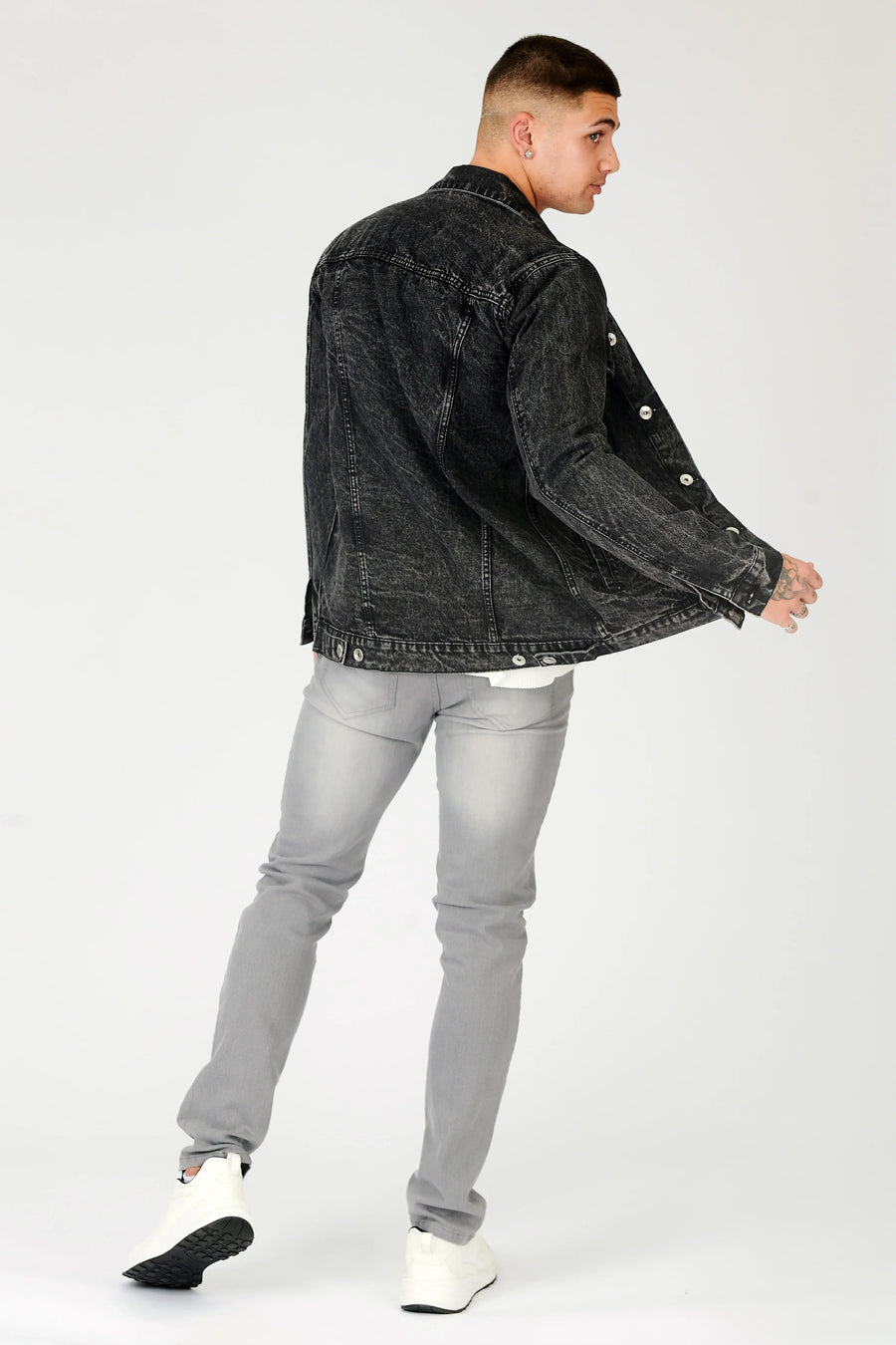 WESTERN DENIM JACKET - BLACK ACID WASH -  Men's Denim Jackets