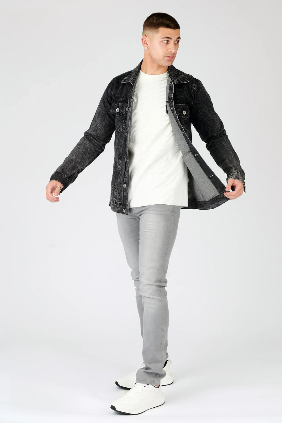 WESTERN DENIM JACKET - BLACK ACID WASH -  Men's Denim Jackets
