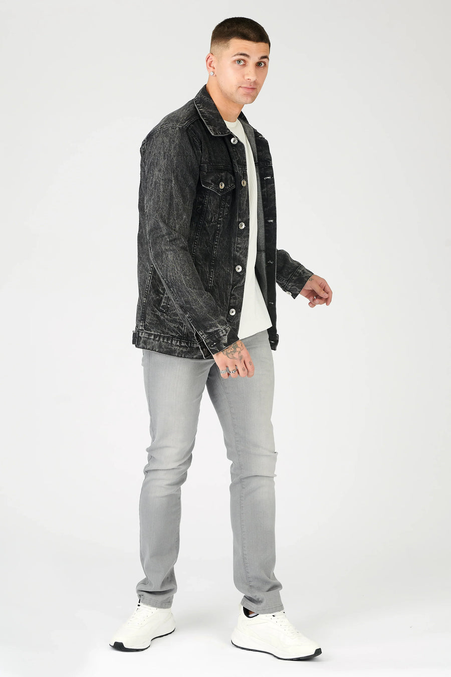 WESTERN DENIM JACKET - BLACK ACID WASH -  Men's Denim Jackets