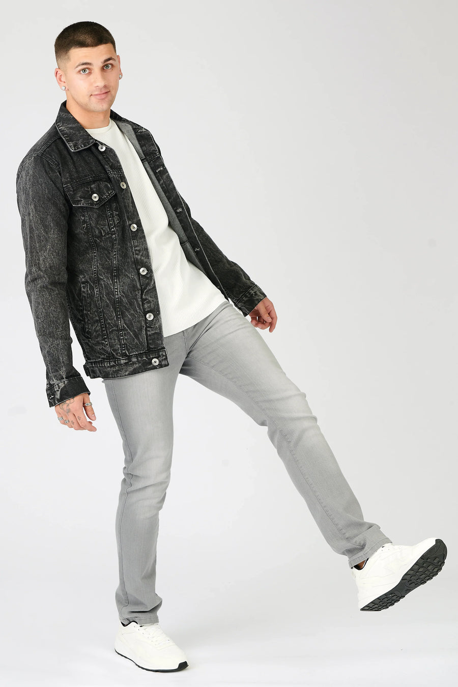 WESTERN DENIM JACKET - BLACK ACID WASH -  Men's Denim Jackets