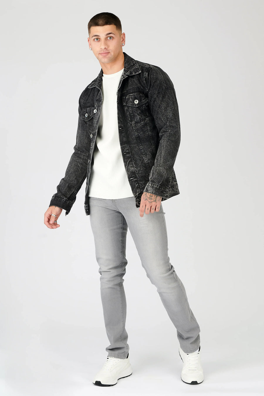 WESTERN DENIM JACKET - BLACK ACID WASH -  Men's Denim Jackets