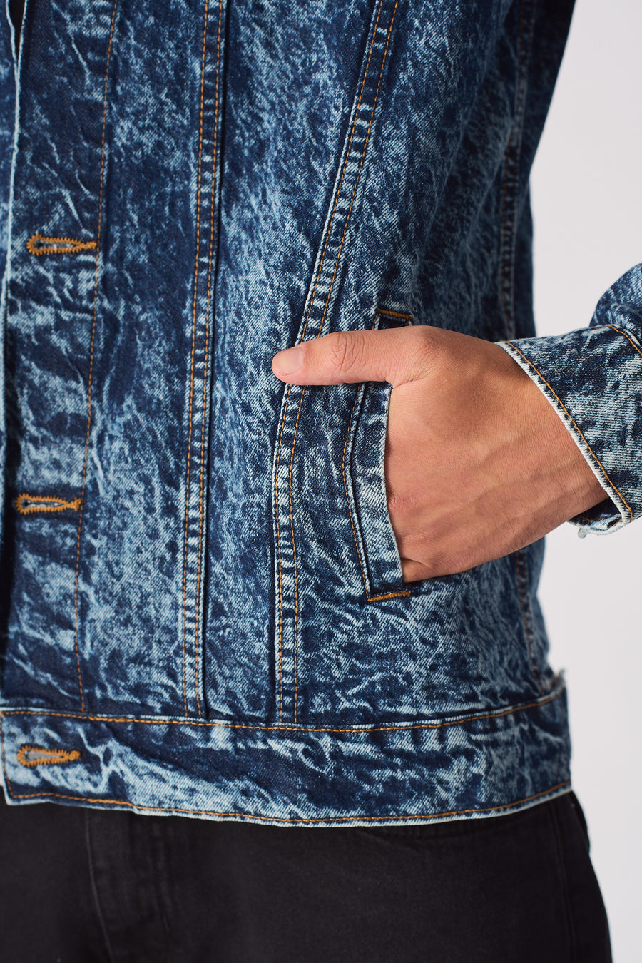 WESTERN DENIM JACKET - BLUE MARBLE -  Men's Denim Jackets