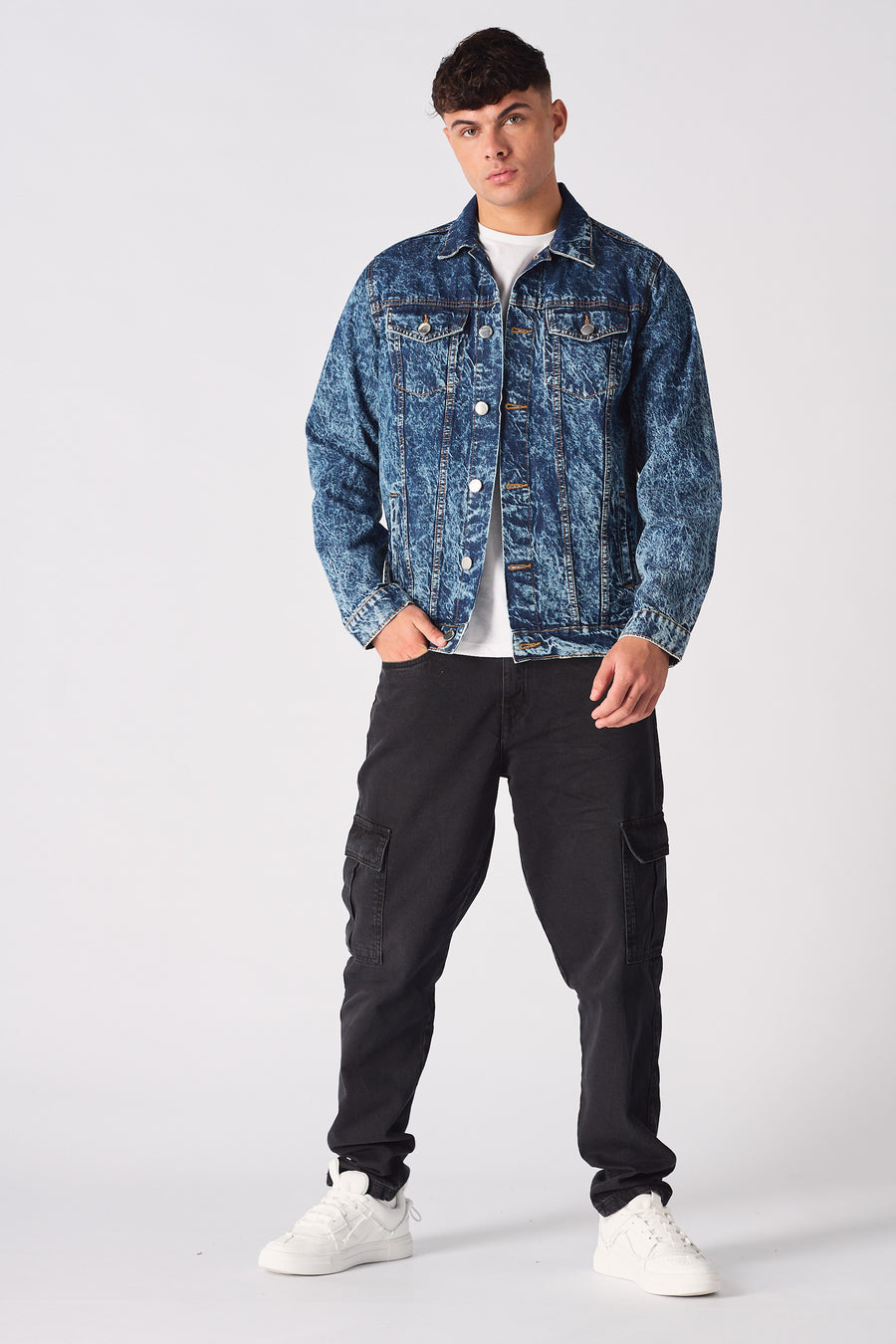 WESTERN DENIM JACKET - BLUE MARBLE -  Men's Denim Jackets