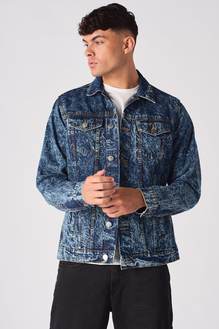 WESTERN DENIM JACKET - BLUE MARBLE -  Men's Denim Jackets