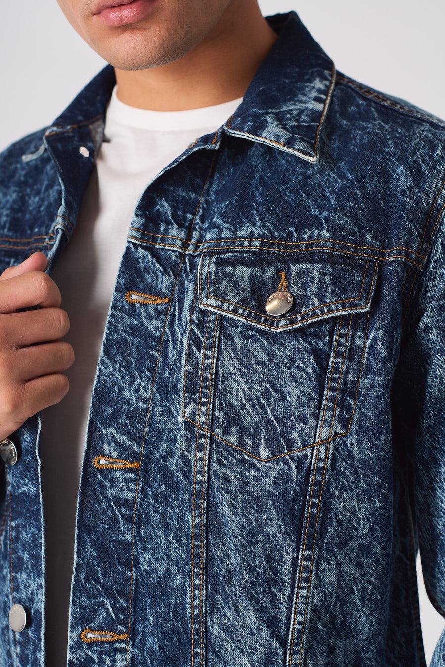 WESTERN DENIM JACKET - BLUE MARBLE -  Men's Denim Jackets