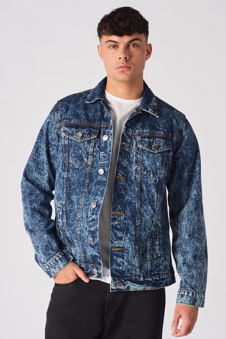 WESTERN DENIM JACKET - BLUE MARBLE -  Men's Denim Jackets