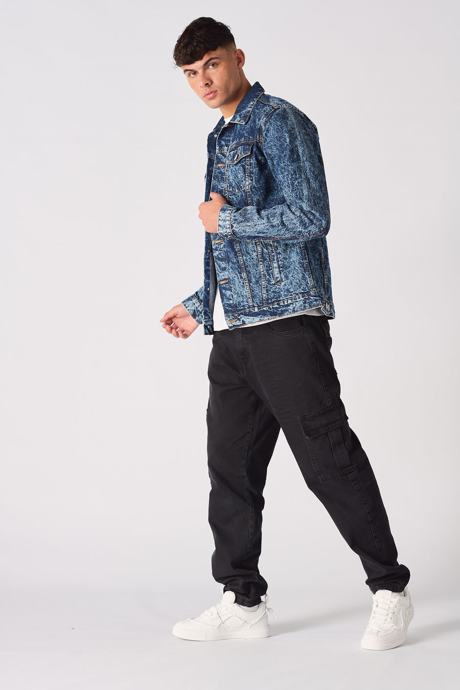 WESTERN DENIM JACKET - BLUE MARBLE -  Men's Denim Jackets