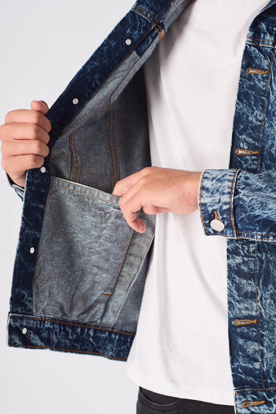 WESTERN DENIM JACKET - BLUE MARBLE -  Men's Denim Jackets