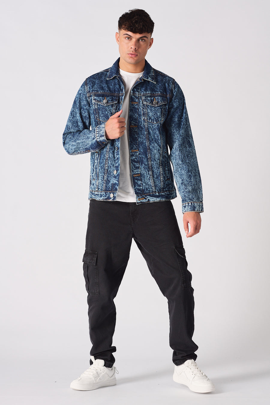 WESTERN DENIM JACKET - BLUE MARBLE -  Men's Denim Jackets