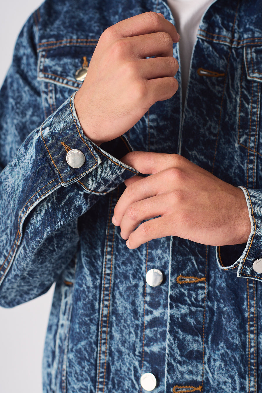 WESTERN DENIM JACKET - BLUE MARBLE -  Men's Denim Jackets