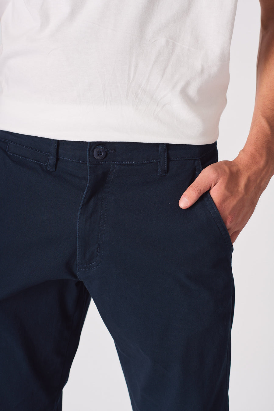 WESTON Slim Fit Stretch Chino Pants - Navy Blue -  Men's Chino Trousers