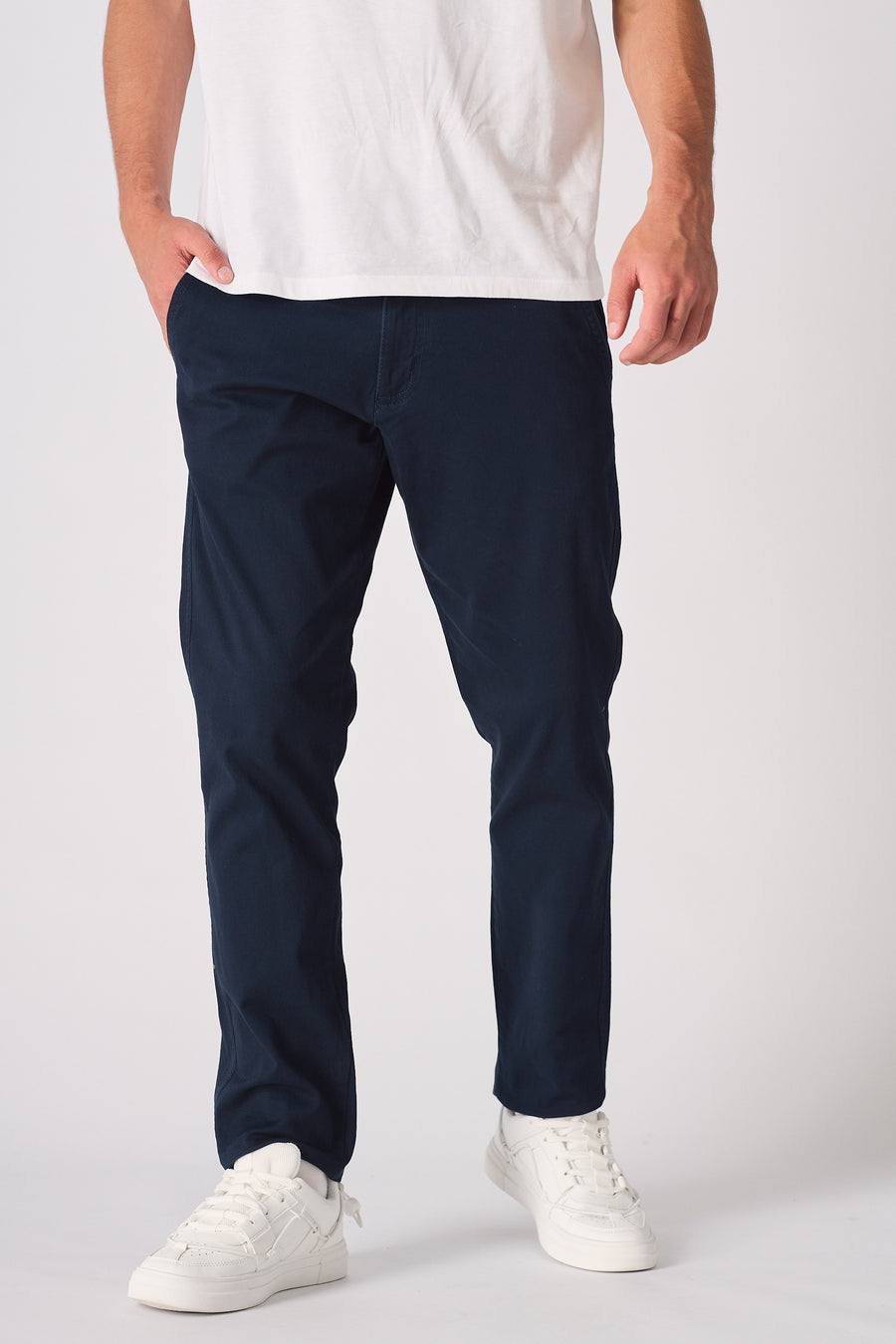 WESTON Slim Fit Stretch Chino Pants - Navy Blue -  Men's Chino Trousers