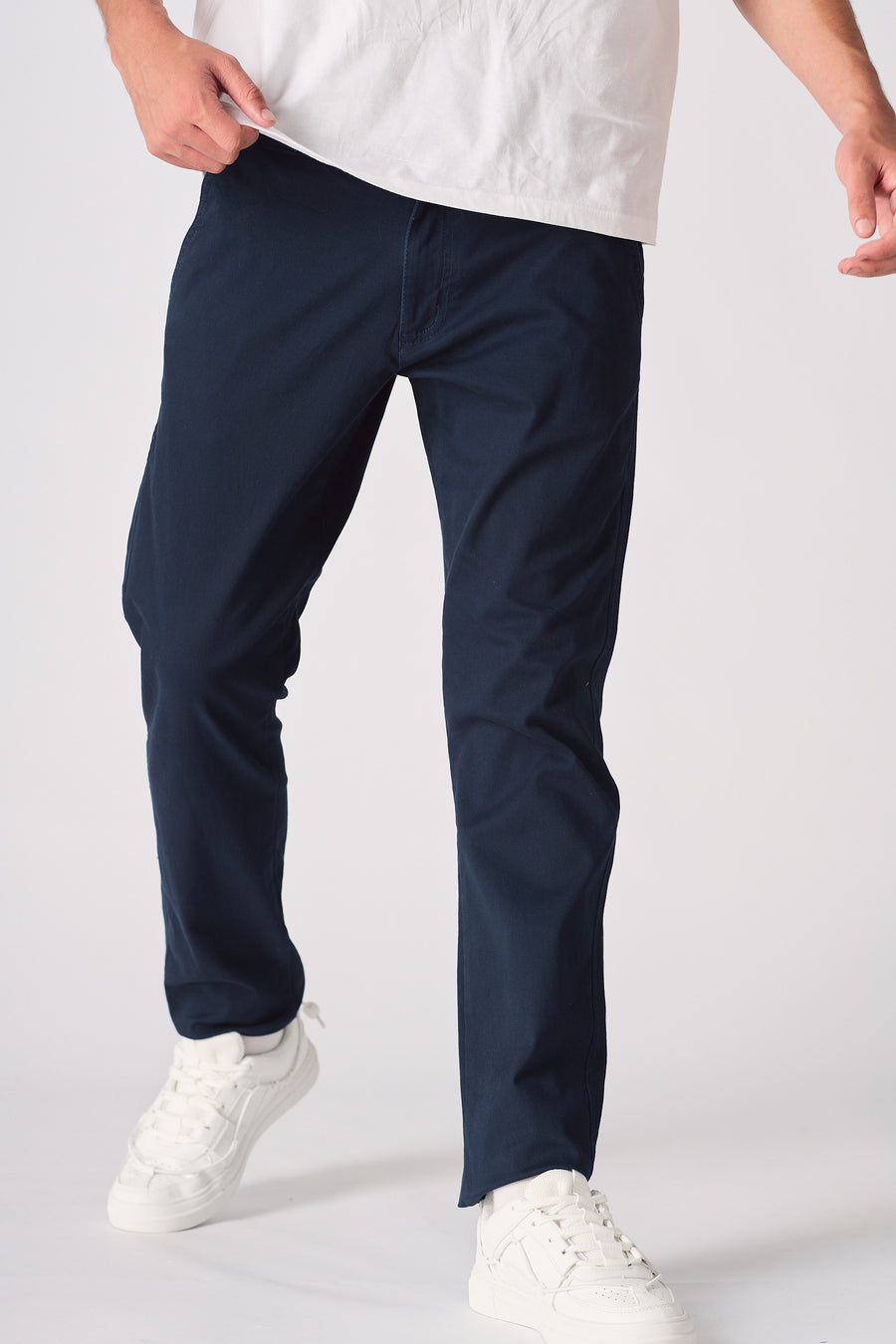 WESTON Slim Fit Stretch Chino Pants - Navy Blue -  Men's Chino Trousers