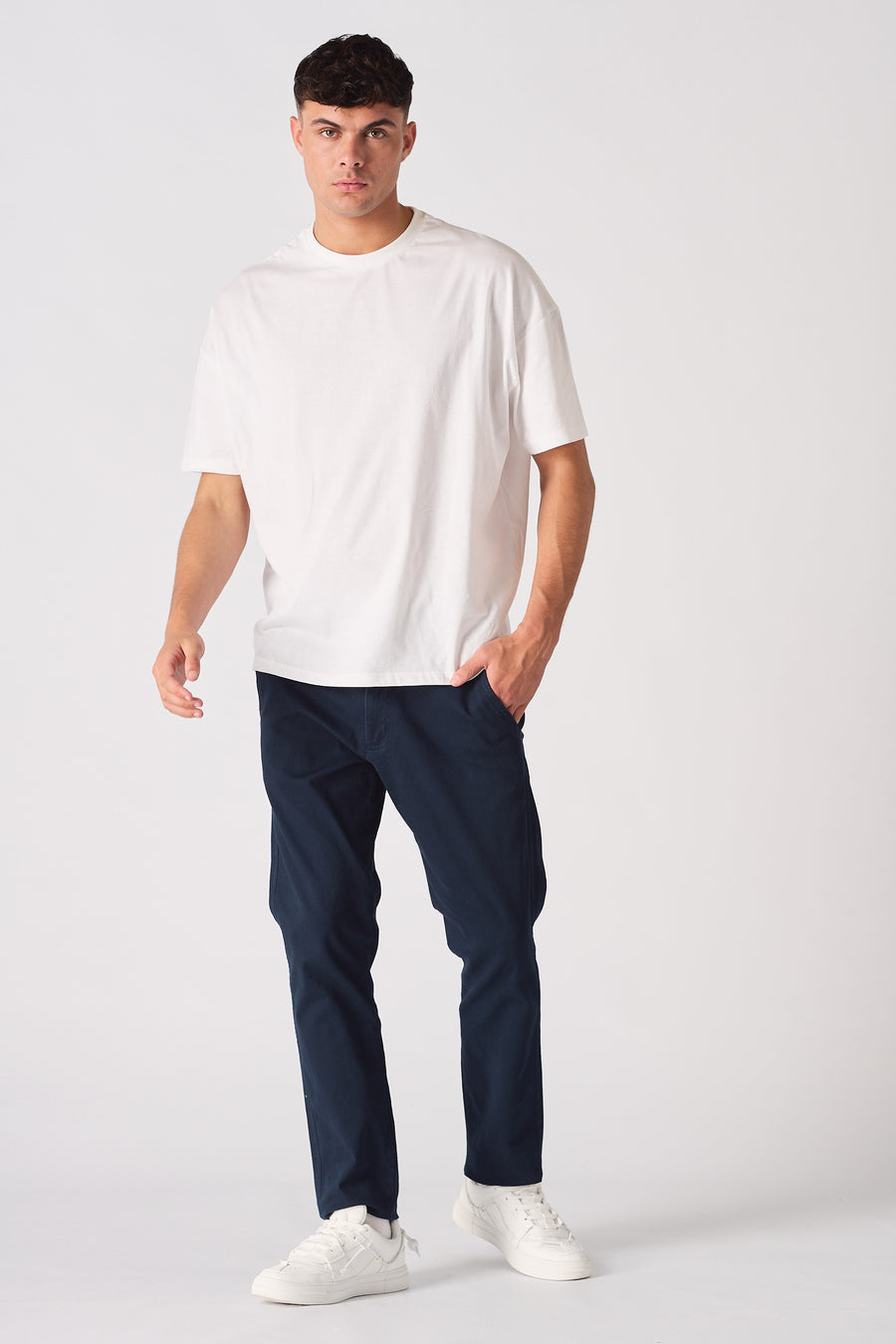 WESTON Slim Fit Stretch Chino Pants - Navy Blue -  Men's Chino Trousers