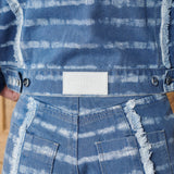 Isolde Tie Dye Cropped Wide Sleeve Denim Jacket - Blue