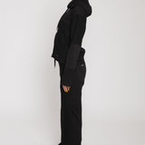 DOUBLE DRAWSTRING PULLOVER HOODIE - BLACK