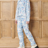 Alba Marble Printed Denim Jacket - Blue