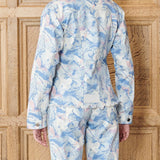 Alba Marble Printed Denim Jacket - Blue