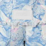Alba Marble Printed Denim Jacket - Blue