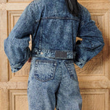 Camden Cropped Wide Sleeve Denim Jacket - Blue Wash
